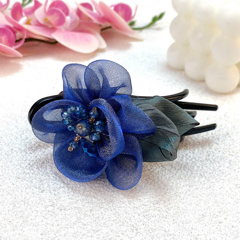 Kẹp tóc 3 răng mix hoa thủ công thiết kế màu sắc AK2497