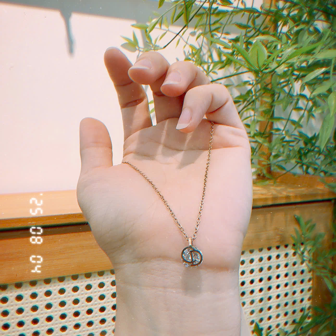 Dây chuyền titan mặt đính đá CD thời trang AV3262