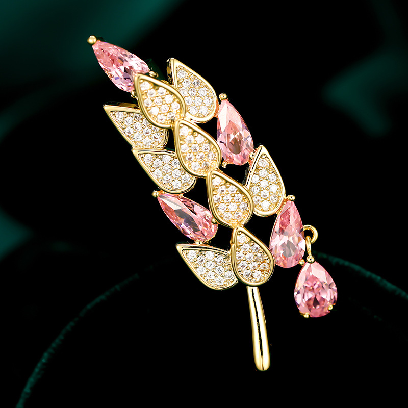 Ghim cài áo đính đá trắng hồng độc đáo, trâm cài áo cao cấpAC4032