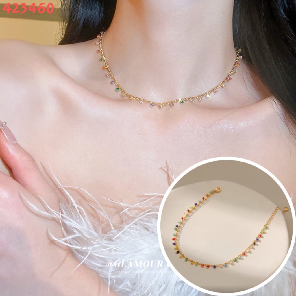 Dây chuyền đá màu liti giọt nước thiết kế đơn giản thanh lịch AV42334
