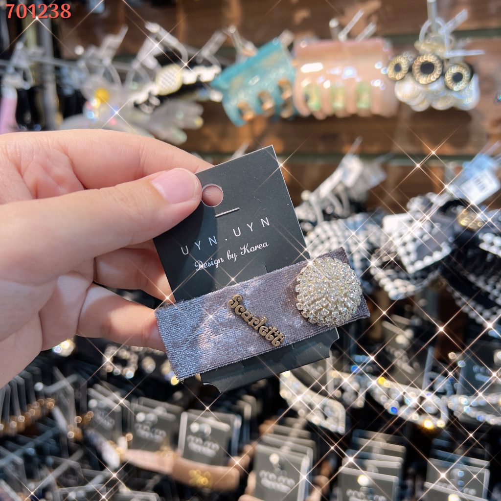 Kẹp tóc mái bấm QUẢ CẦU ĐÁ màu Tím độc đáo AK7012