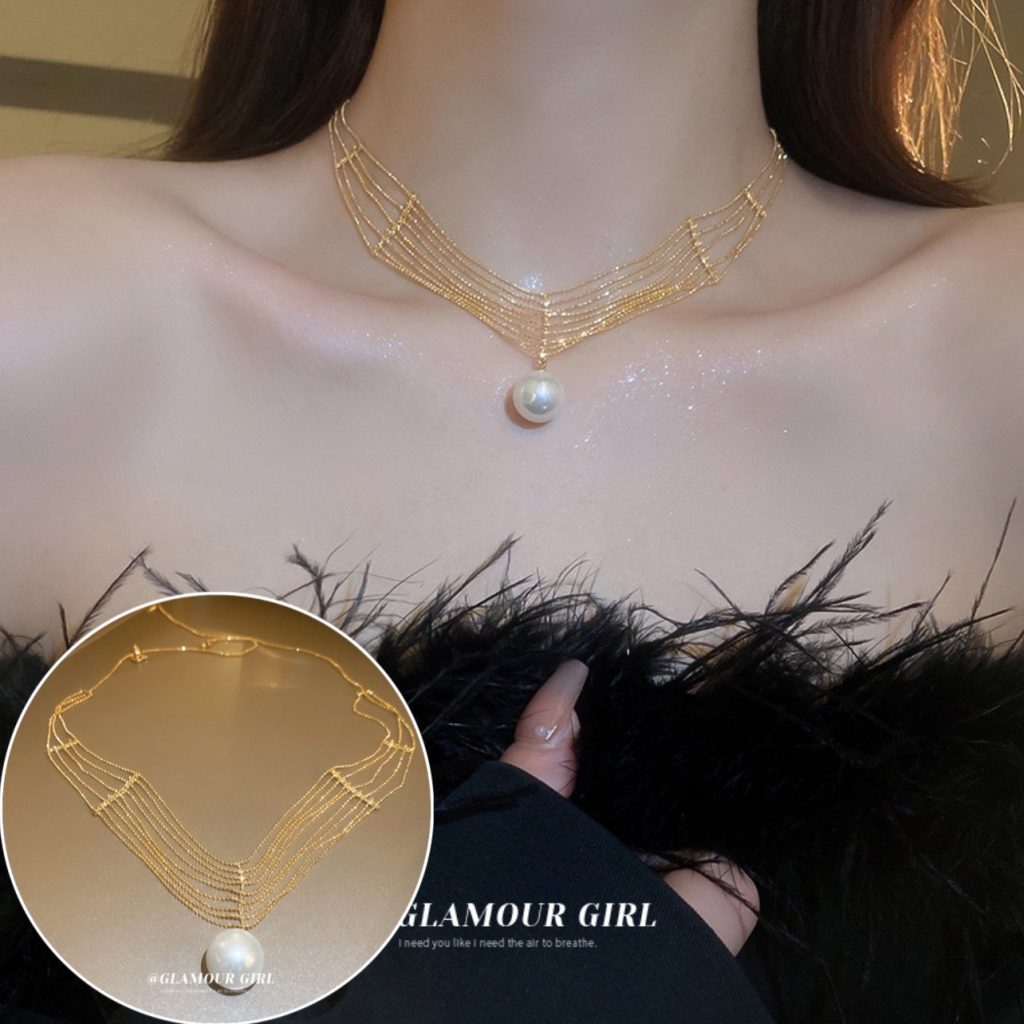 Dây chuyền Giọt Ngọc lớn độc đáo đi tiệc đơn giản sang trọng AV5267