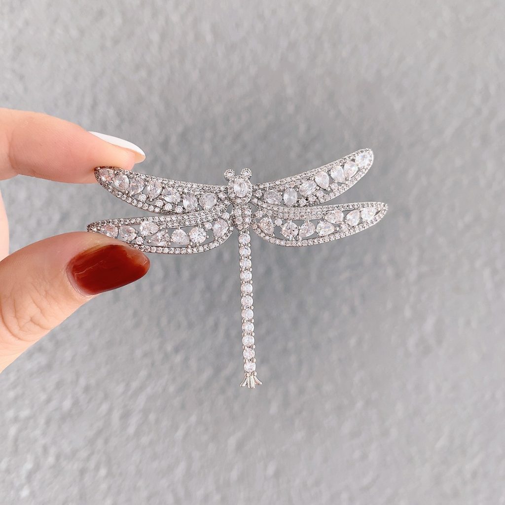 Cài áo bươm bướm full đá zircon xi bạc 925 cao cấp AC3971