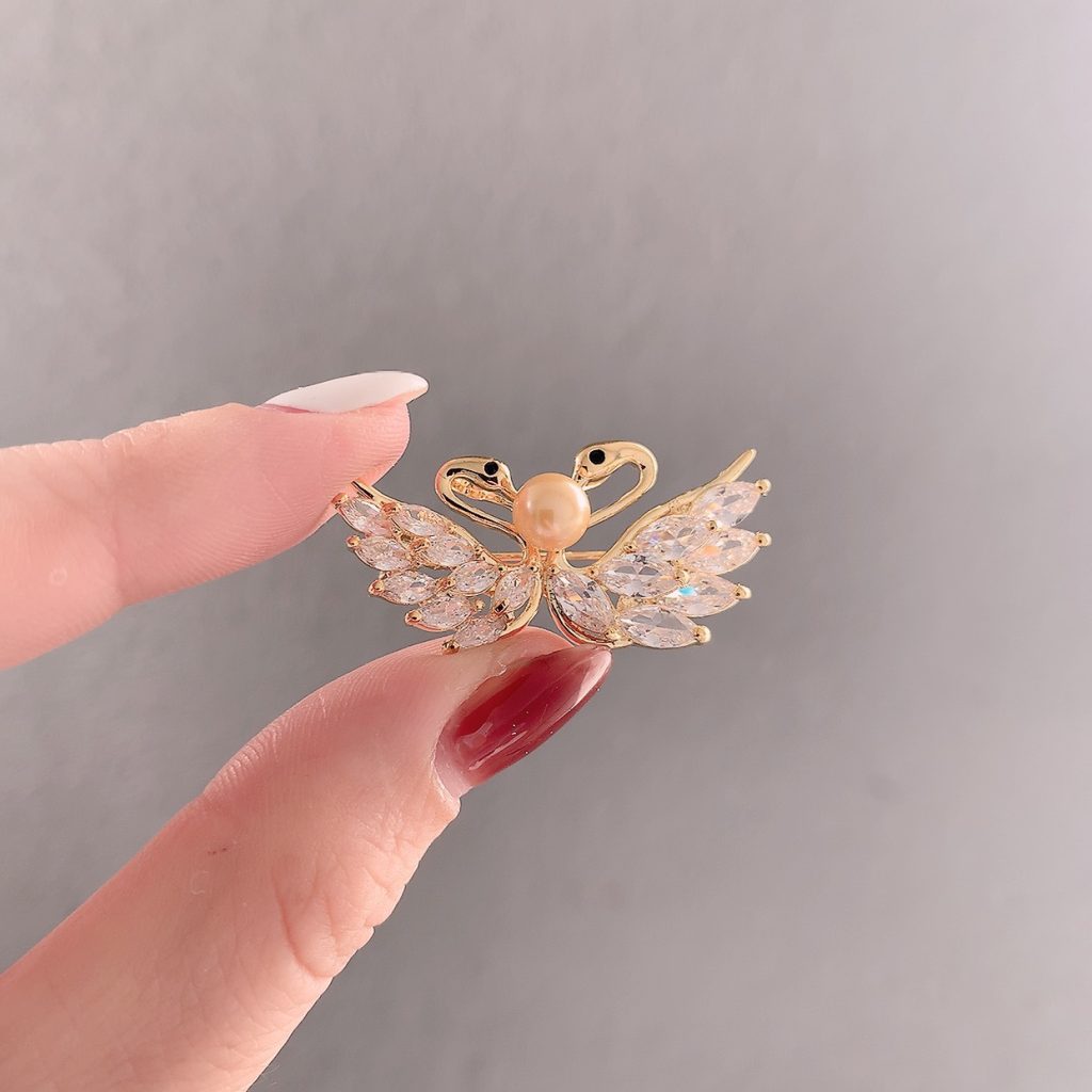 Cài áo thiên nga đôi cao cấp, ghim cài áo độc đáo AC3092