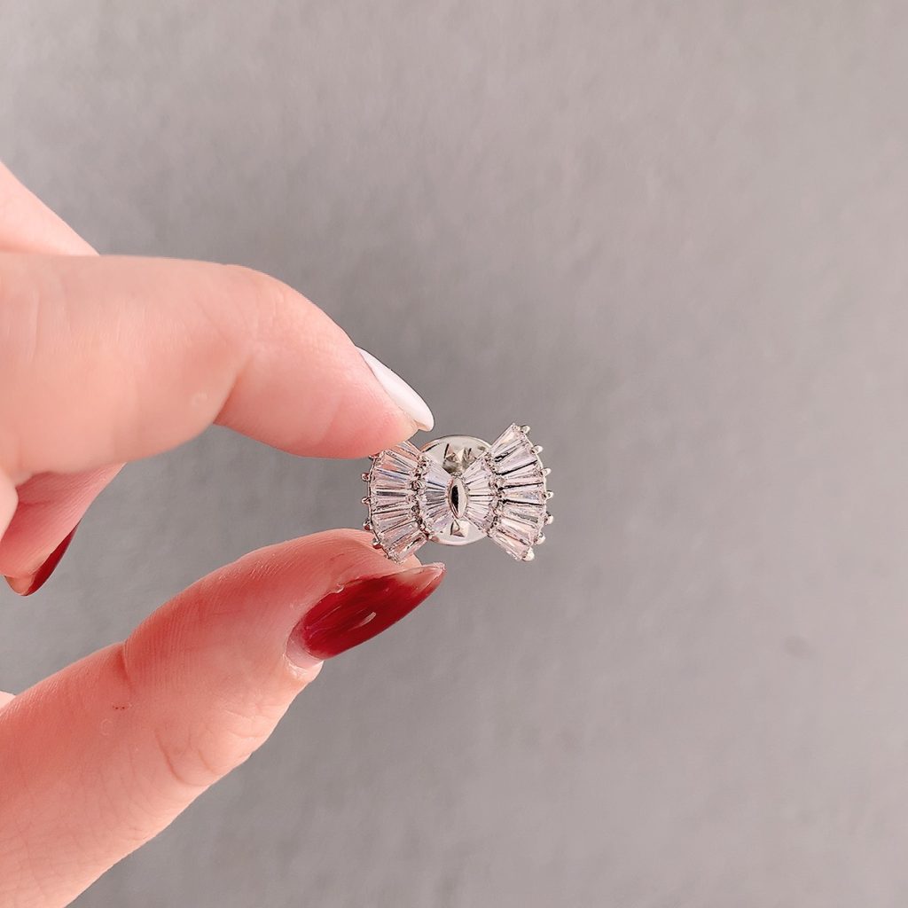 Cài áo nơ đá zircon xi bạc 925 cao cấp AC3953