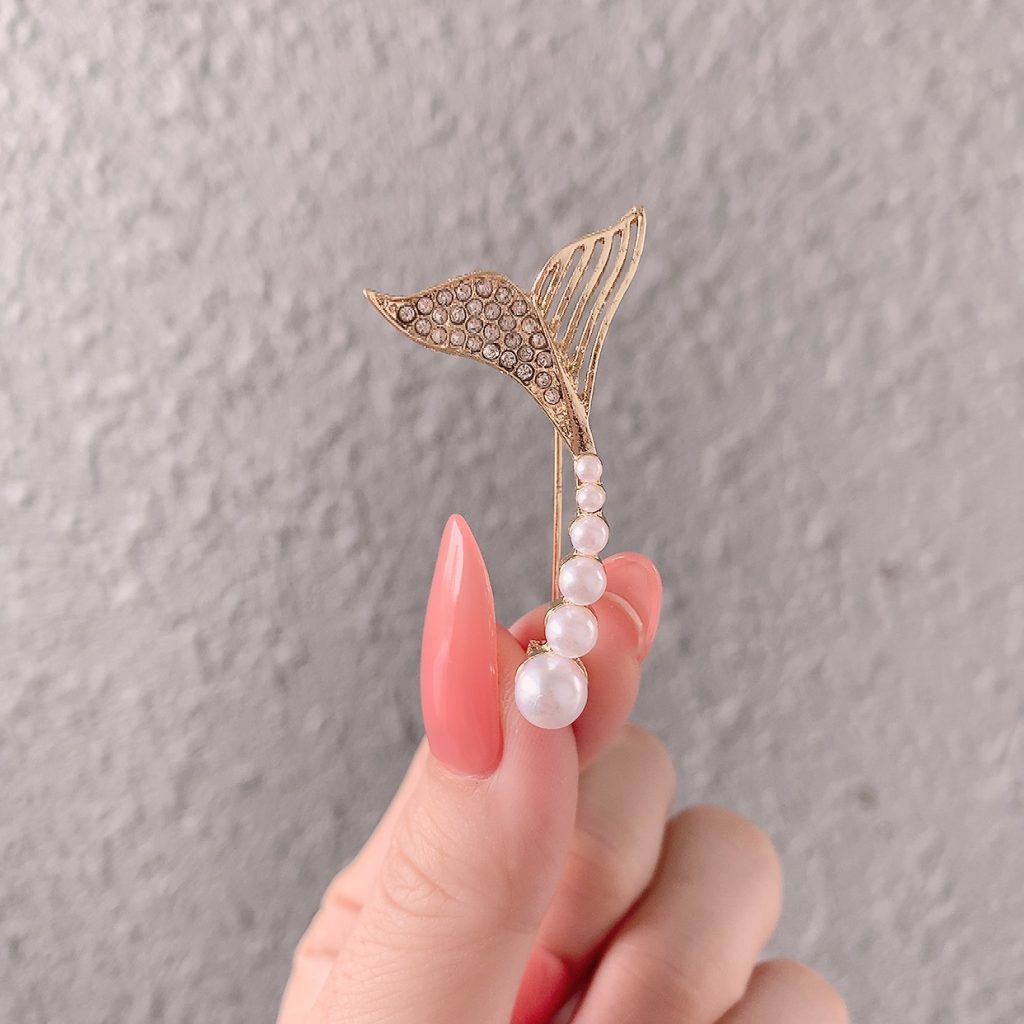 Cài áo đuôi cá thời trang, ghim áo, trâm cài áo đính ngọc độc đáo AC5061