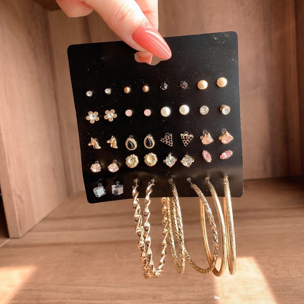 Set 20 đôi hoa tai, bông tai bộ bông tai nhiều kiểu thời trang AB5550