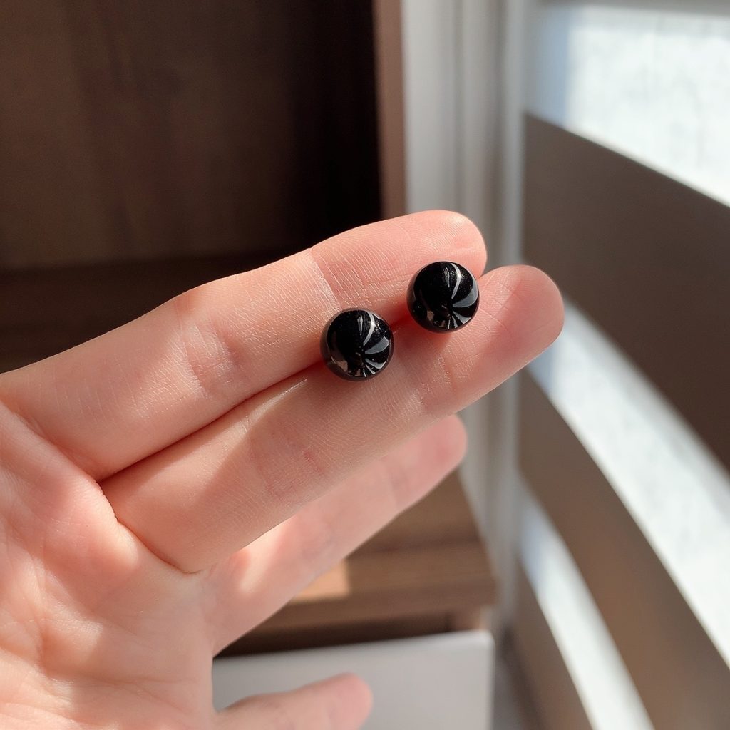 Bông tai ngọc nụ đen 10mm đơn giản AB5556