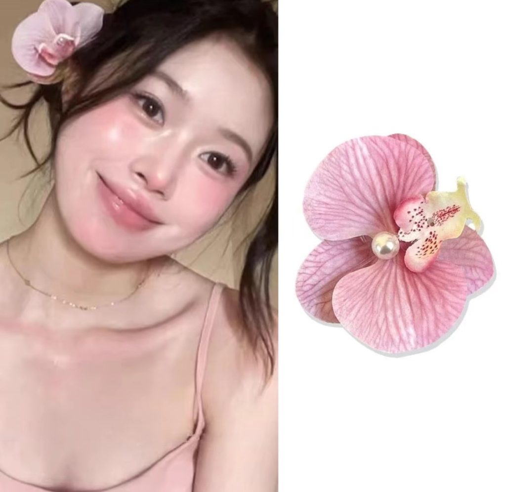 B146 Kẹp mái, kẹp mỏ vịt hoa linh lan hồng đậm,kẹp hoa sứ, Kẹp tóc hottrend, Phụ kiện tóc nữ xinh