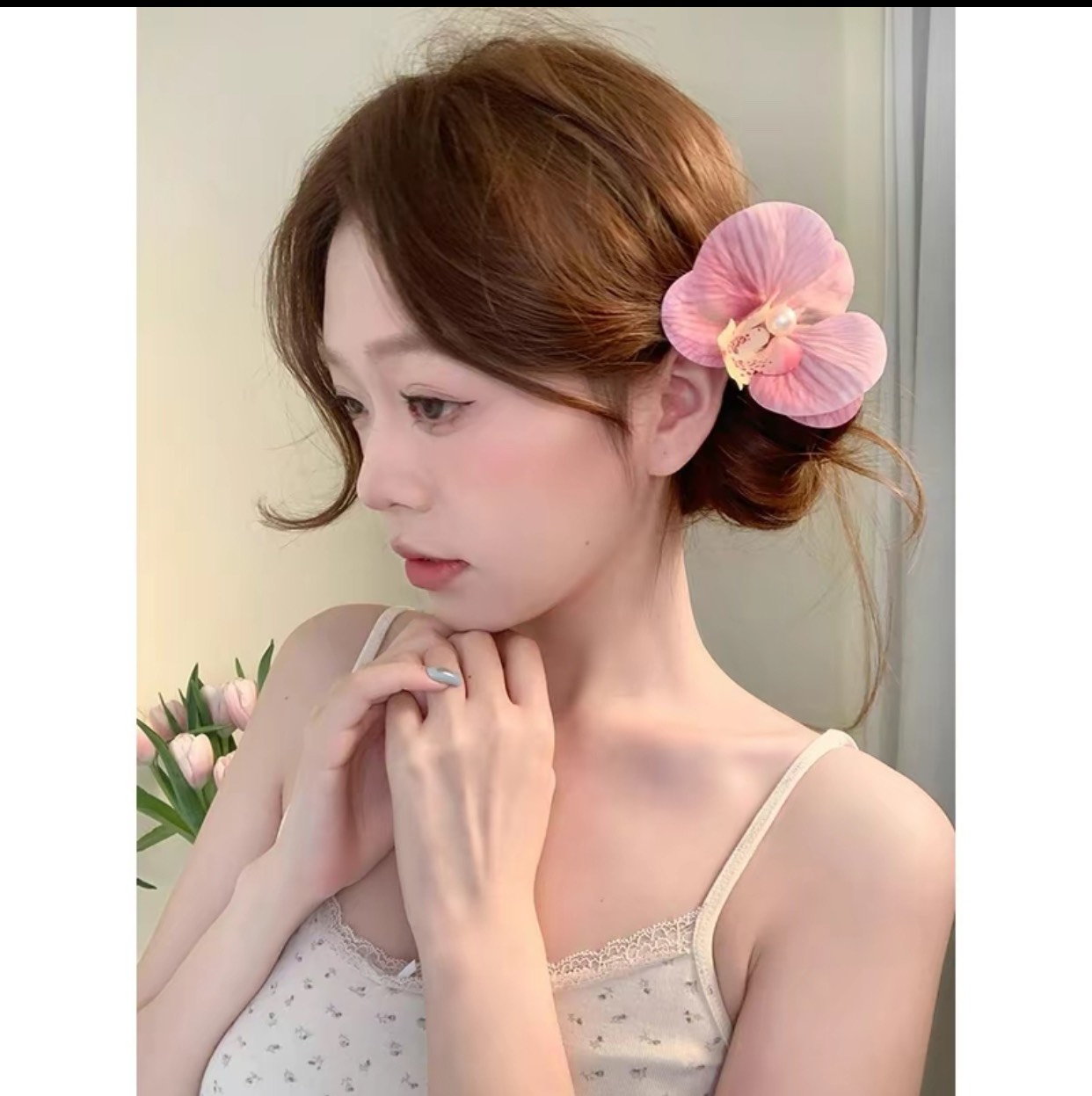 B149 Kẹp HỒNG NHẠT, kẹp mỏ vịt hoa linh lan hồng nhạt,kẹp hoa sứ, Kẹp tóc hottrend, Phụ kiện tóc nữ xinh