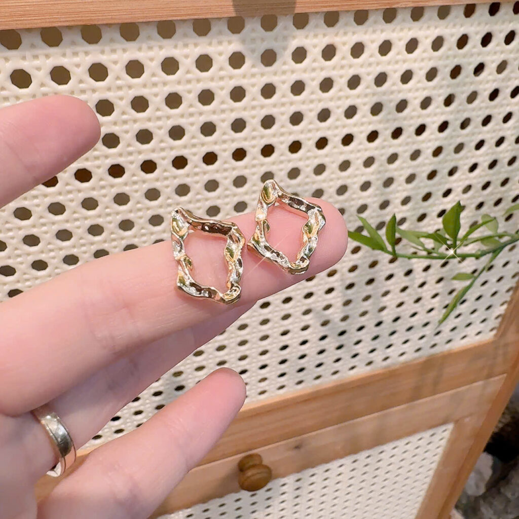 Bông tai hình học trơn basic cá tính phong cách độc đáo AB3331