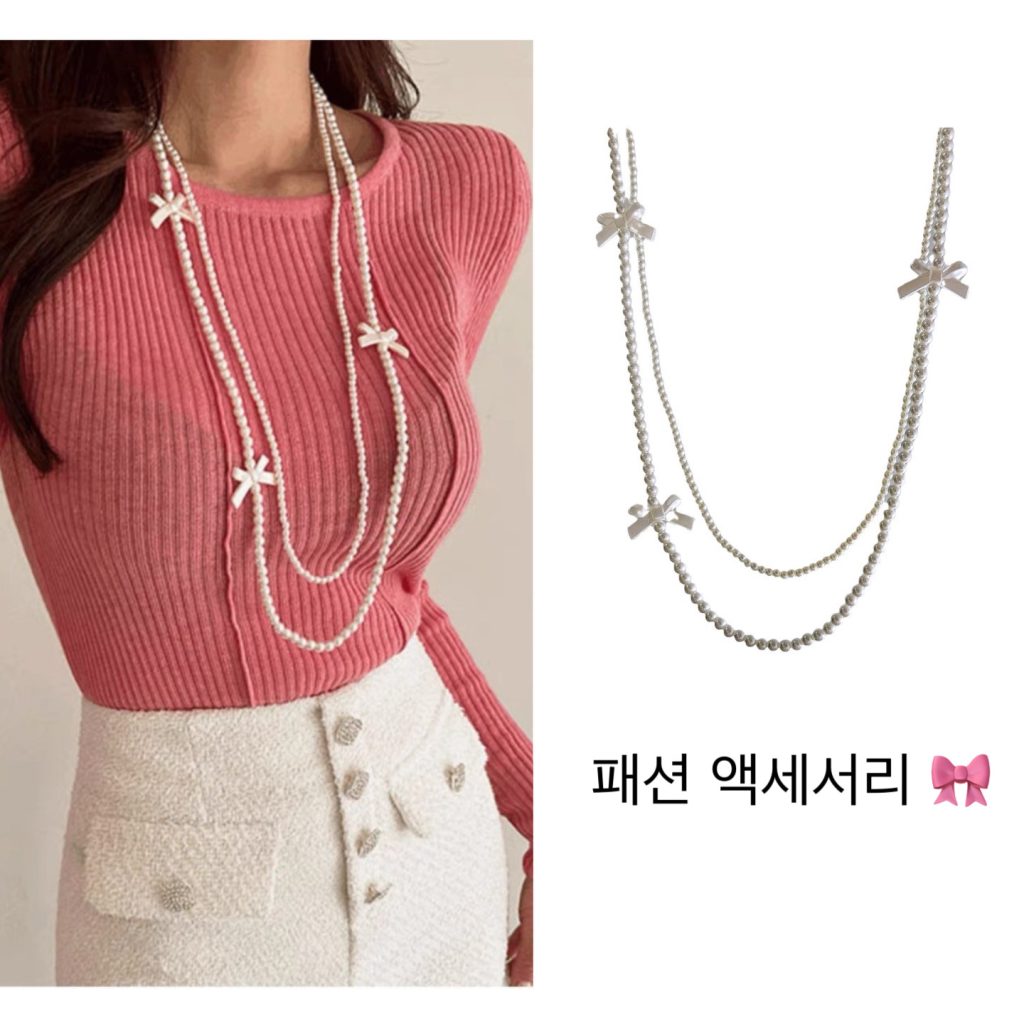 Chuỗi Vòng cổ 2 tầng mix ngọc lớn nhỏ chất đẹp dáng dài B419