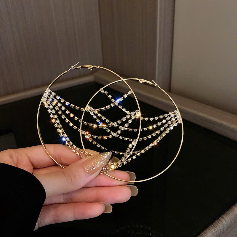 Bông tai tròn mix đá cao cấp, size lớn đi tiệc sang trọng (ĐK 7.6cm) AB2442