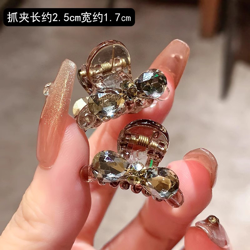 Kẹp mái gắp nhí nơ đá tone xám nhạt (1 cái), kẹp tóc mái nhí nơ đẹp B2134