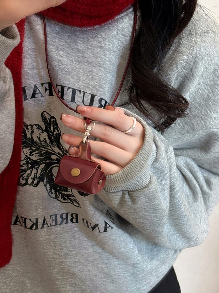 Dây chuyền túi mini đỏ rượi chất da, phụ kiện vòng cổ thời trang B1818