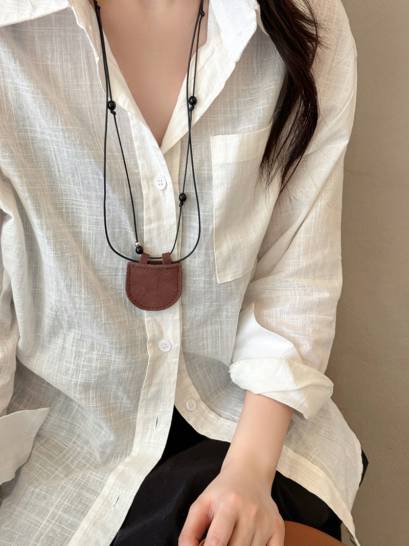 Dây chuyền túi mini nâu da, vòng cổ thời trang độc đáo B1795