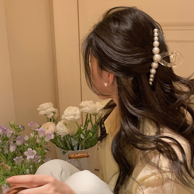 Kẹp càng cua full NGỌC tone màu kem cao cấp B2073