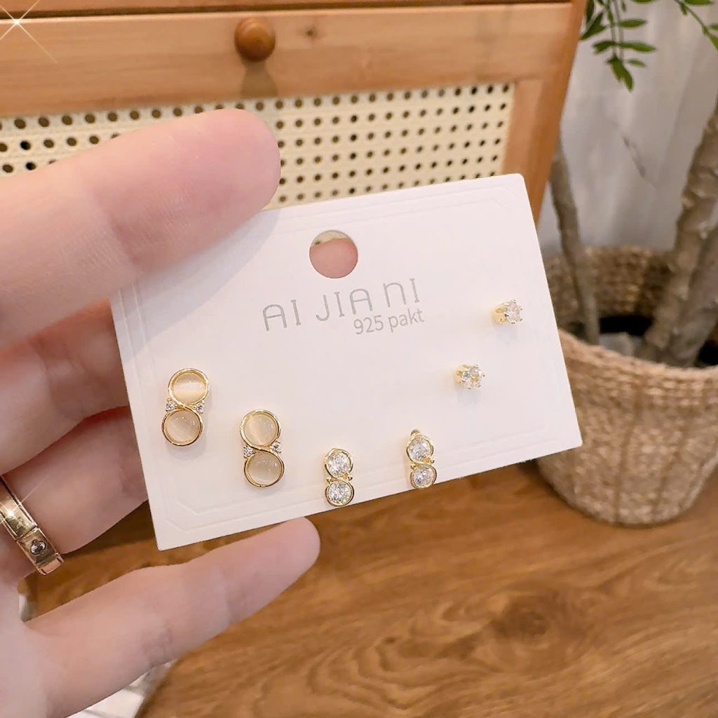 Bộ 3 đôi hoa tai nhí số 8 xi cao cấp B1958