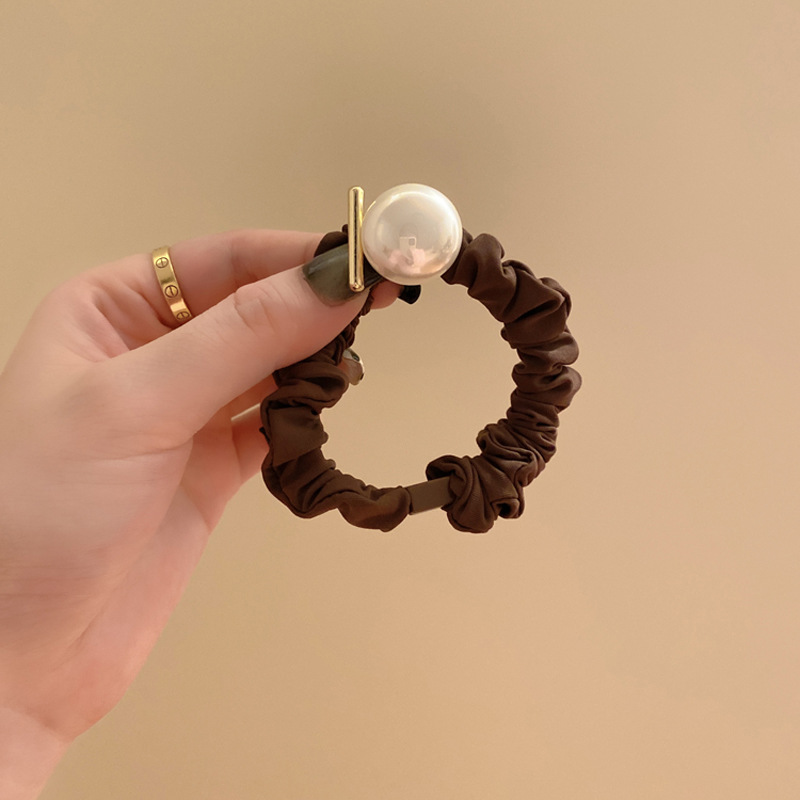 Cột tóc tone nâu mix ngọc xinh, phụ kiện tóc nữ đẹp B2103