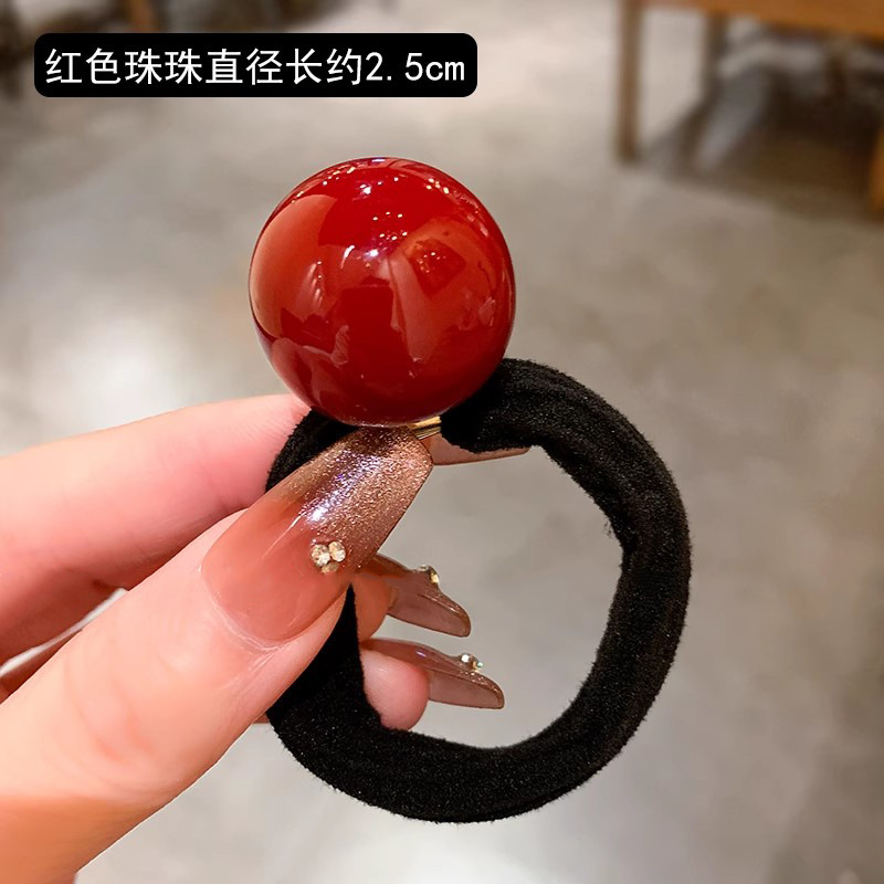 Cột tóc thun cao cấp châu đỏ lớn xinh đẹp đơn giản B2116