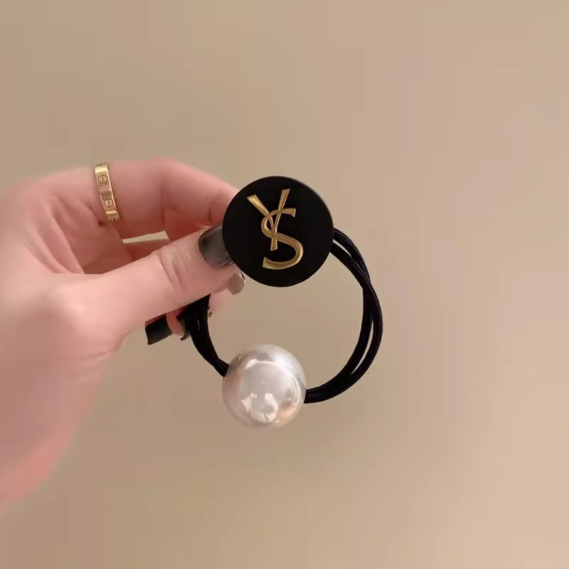 Cột tóc YSL mặt ĐEN mix ngọc lớn, cột tóc nữ xinh đẹp B2099