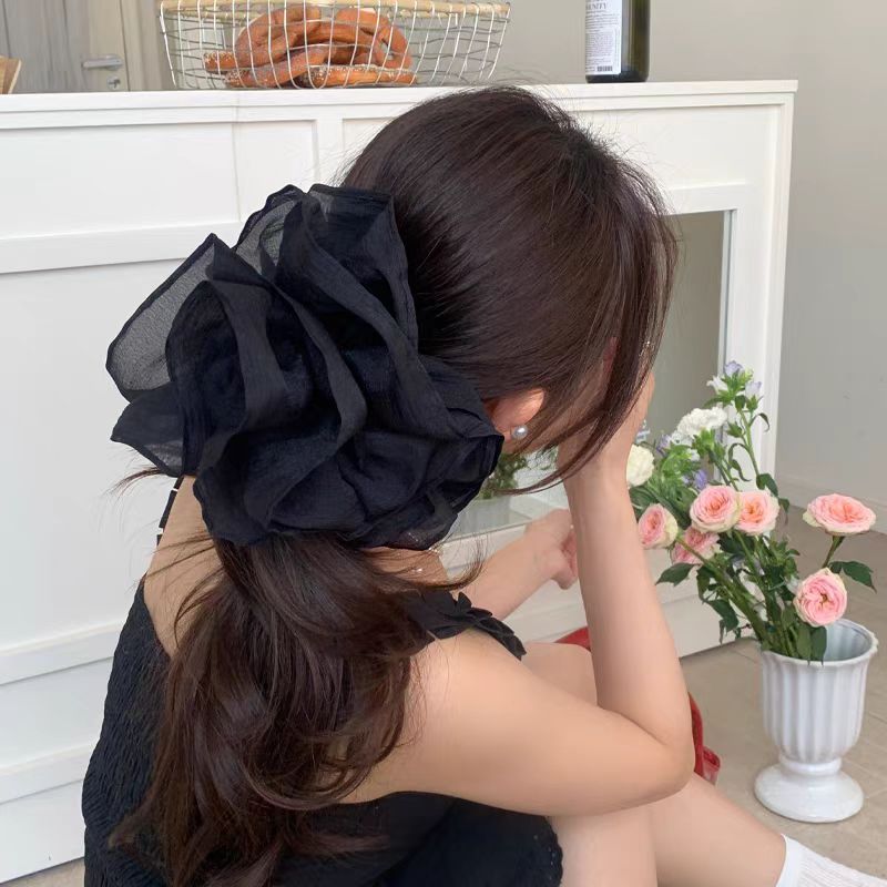 Cột tóc voan to đen thiết kế tiểu thư cao cấp, phụ kiện cột tóc nữ thiết kế B2214
