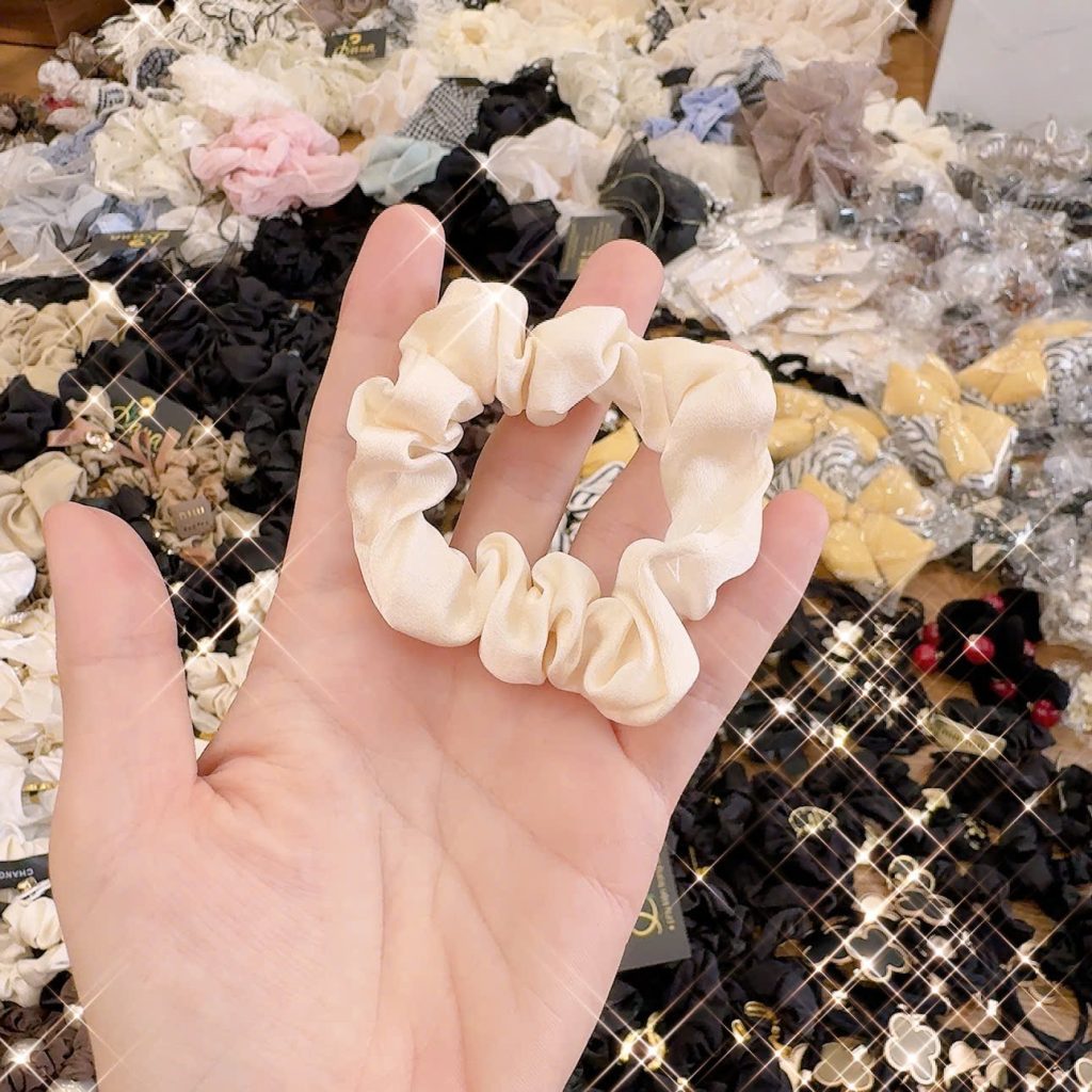 Cột tóc trơn màu Kem, Phụ kiện cột tóc nữ đẹp B21103