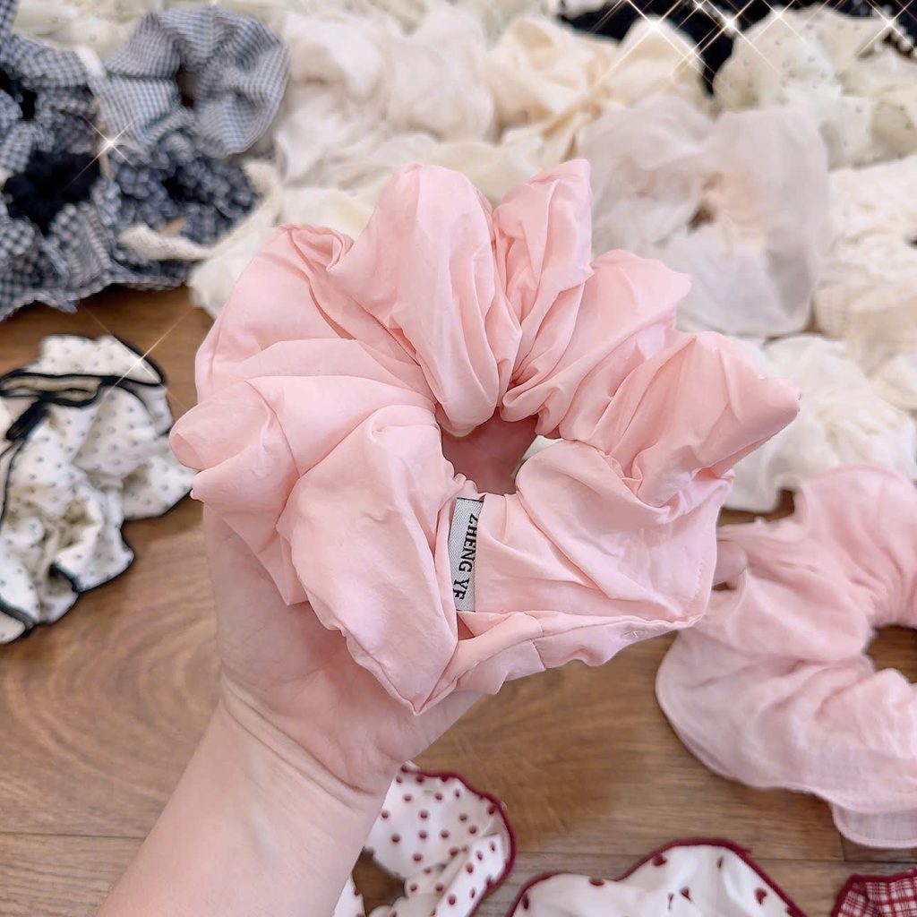 Cột tóc HỒNG CAM trơn đơn giản cao cấp B2192