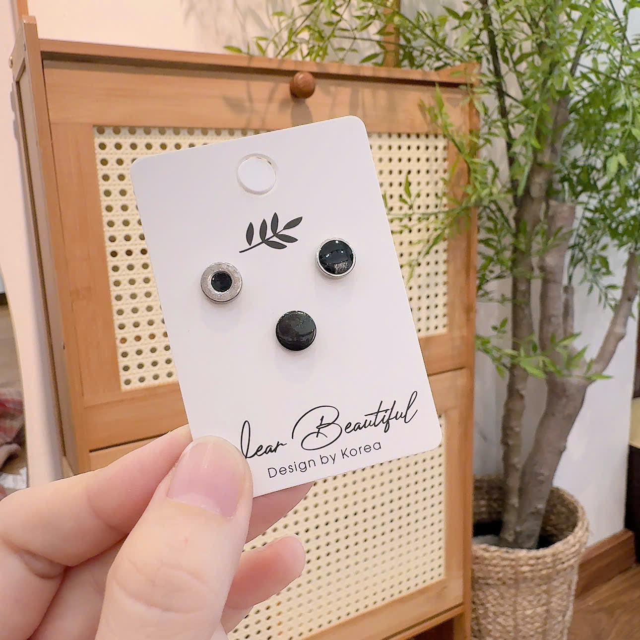 Bộ 3 chiếc hoa tai nam, hoa tai unisex, bông tai nụ đen điểm nhấn cá tính B2335