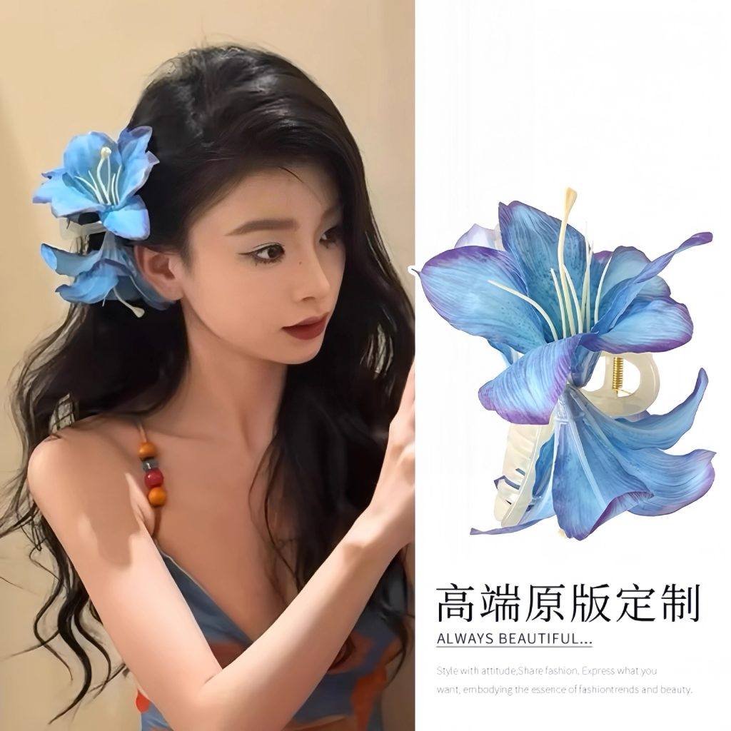 Kẹp gắp hoa xanh, phụ kiện kẹp tóc nữ xinh đẹp B228