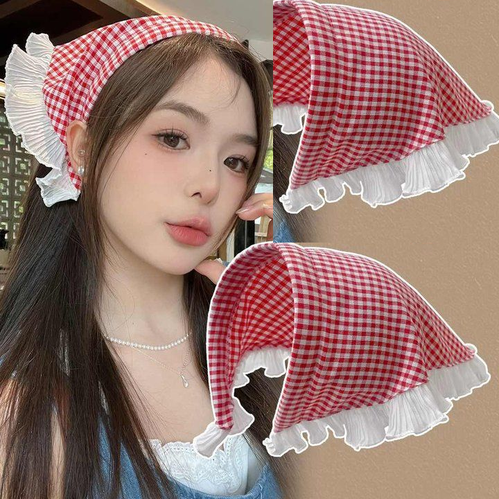 Cài tóc màu caro đỏ,phụ kiện cài tóc đi biển xinh đẹp màu sắc B2234