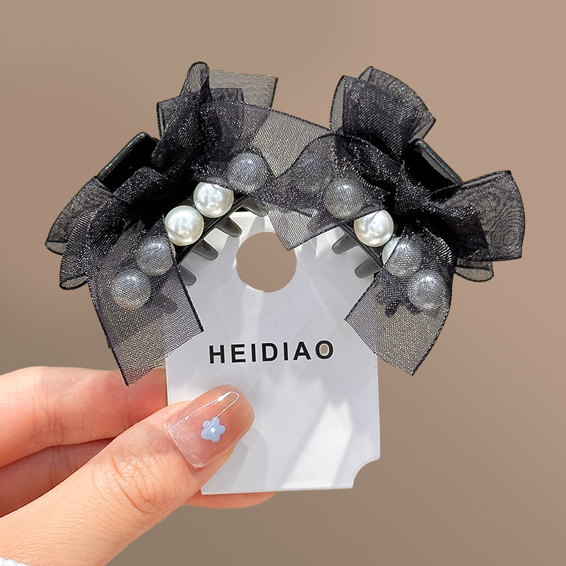 Sét 2 kẹp nơ ngọc, phụ kiện tóc nữ xinh đẹp tiểu thư B2218