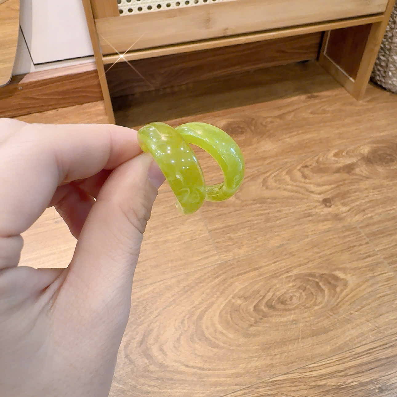 Bông tai chữ C màu xanh lục (đk trong 2cm), phụ kiện hoa tai thời trang B2362