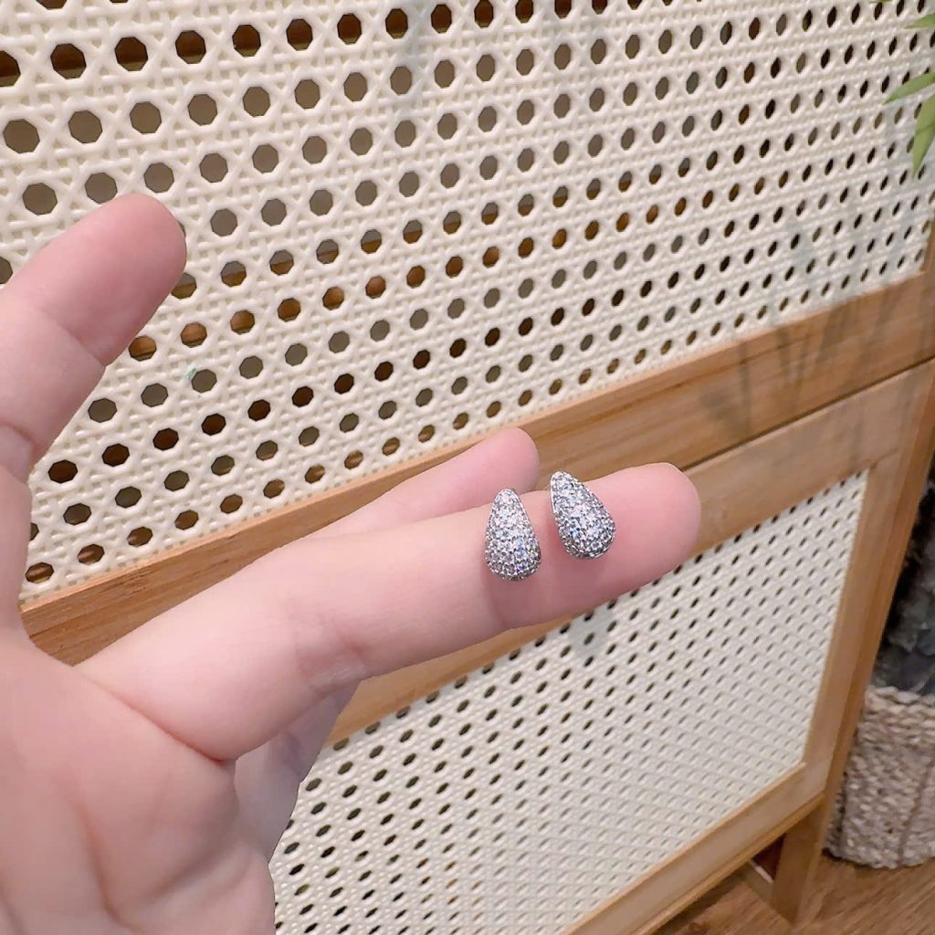 Bông tai đá zircon cao cấp đính full bảng nhỏ xinh B2384