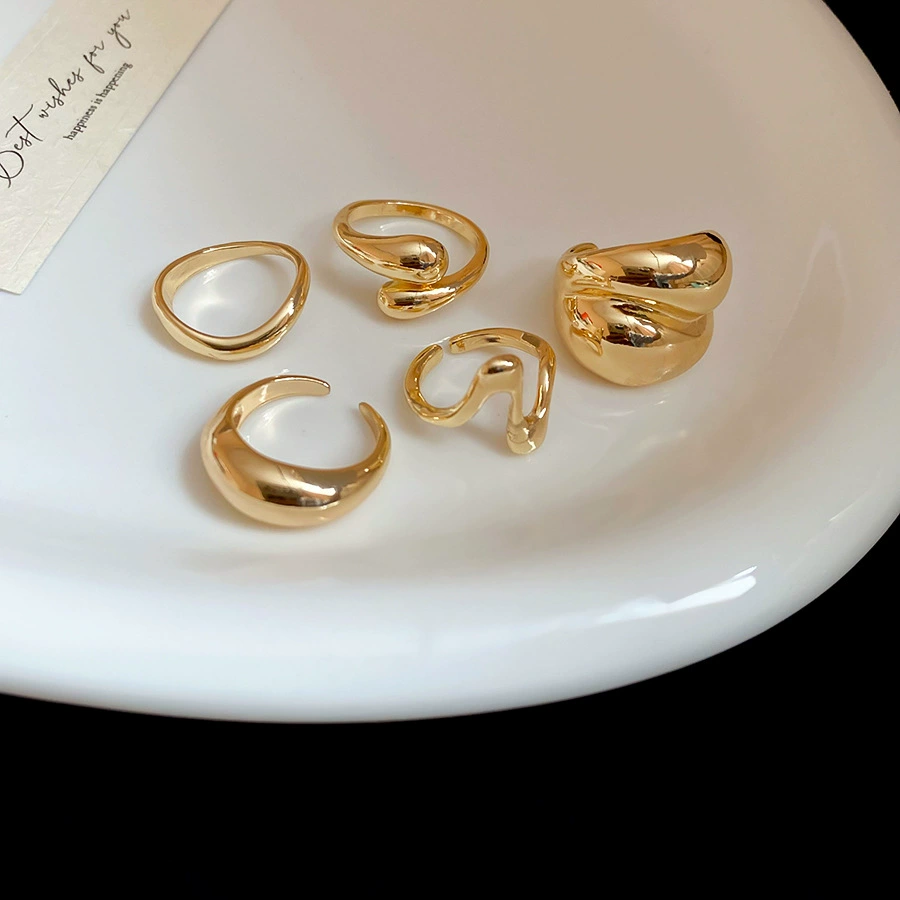 Bộ 5 nhẫn màu VÀNG basic thiết kế phong cách cá tỉnh FREESIZE B2625