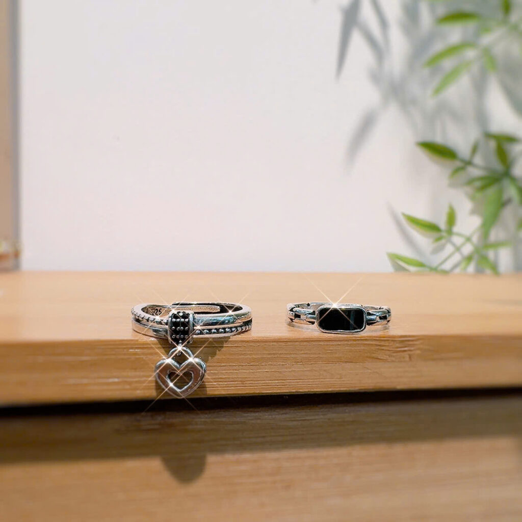 Bộ 2 nhẫn trái tim unisex B3540