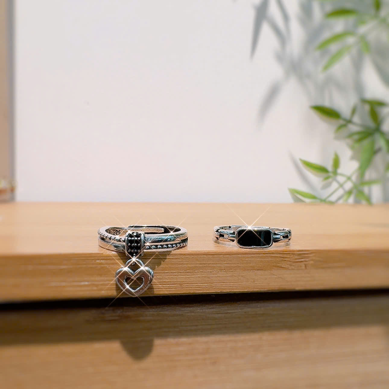 Bộ 2 nhẫn trái tim unisex B3540