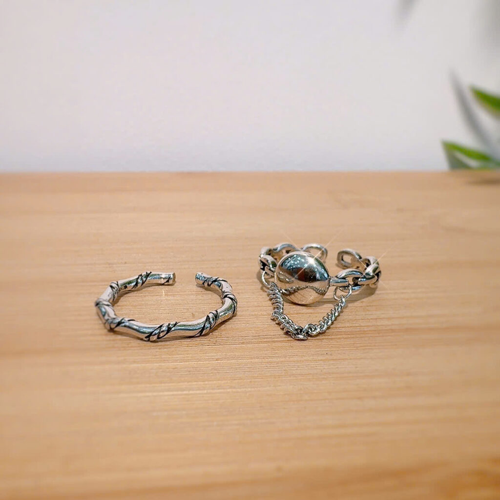 Bộ 2 nhẫn mặt tròn dây rơi unisex AN3535