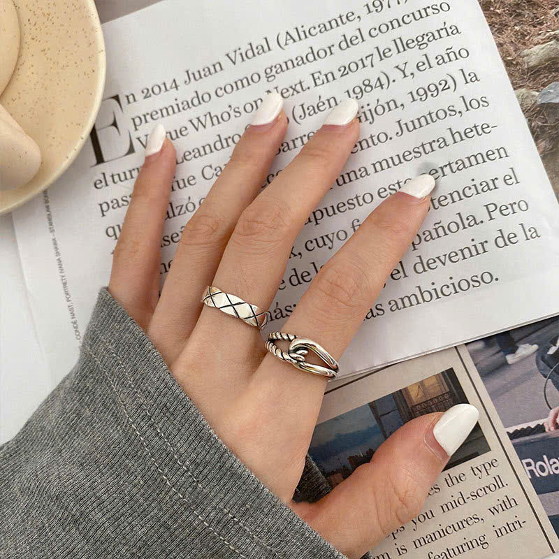 Bộ 2 nhẫn thời trang màu BẠC unisex AN3543