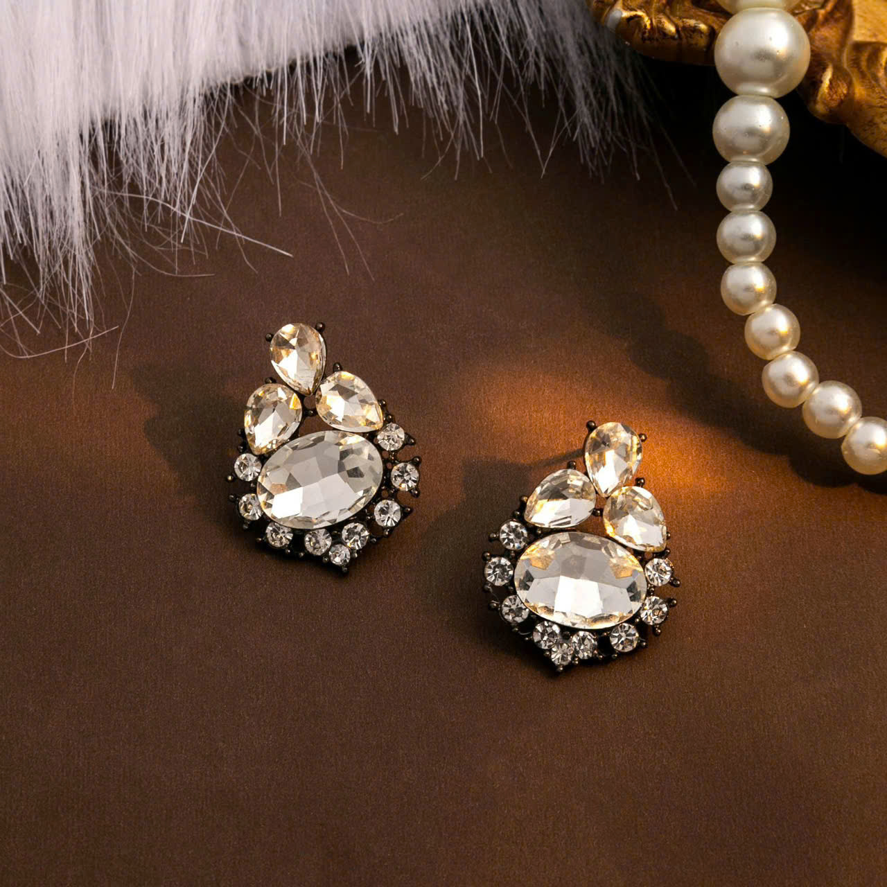 Bông tai đính đá cổ điển, hoa tai thời trang AB0221