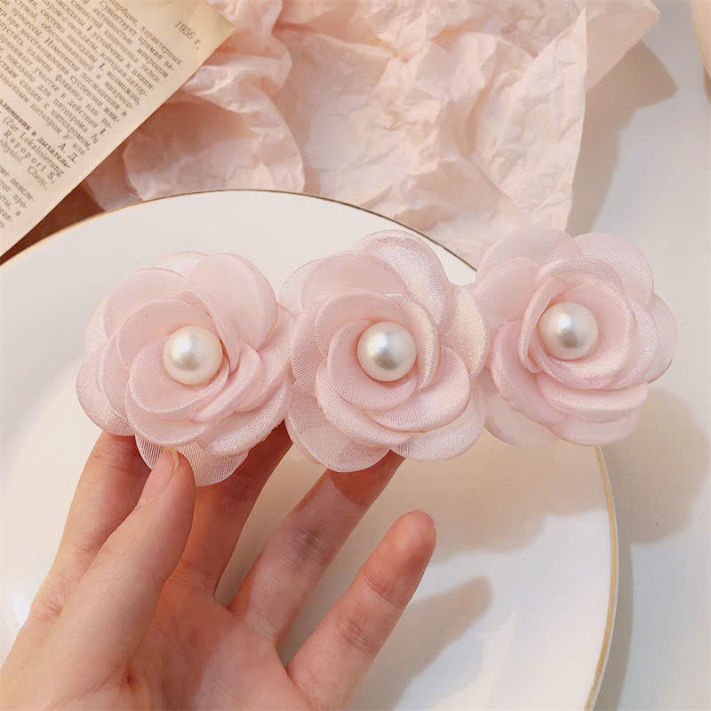 Kẹp bấm tóc hoa HỒNG nhuỵ NGỌC thiết kế tiểu thư xinh đẹp B1564