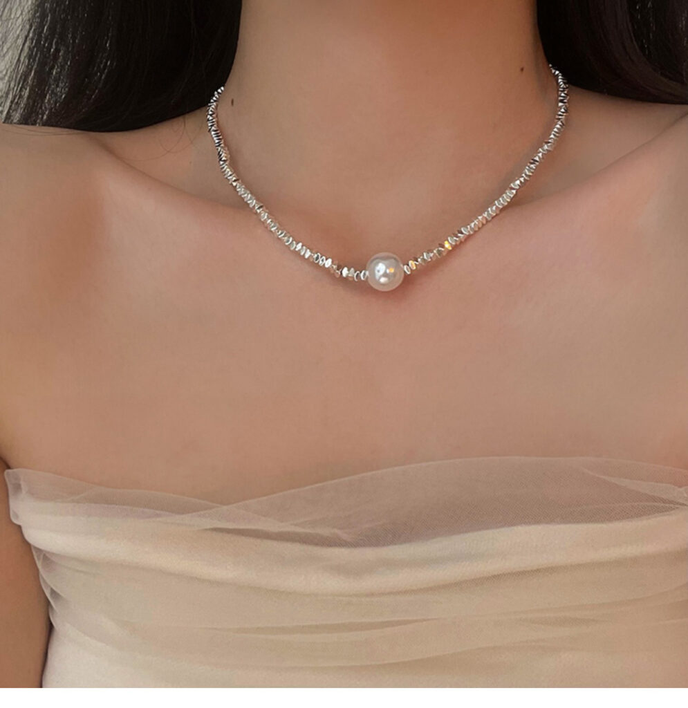 Dây chuyền đơn 1 ngọc chất màu BẠC cao cấp sang trọng đơn giản B2570