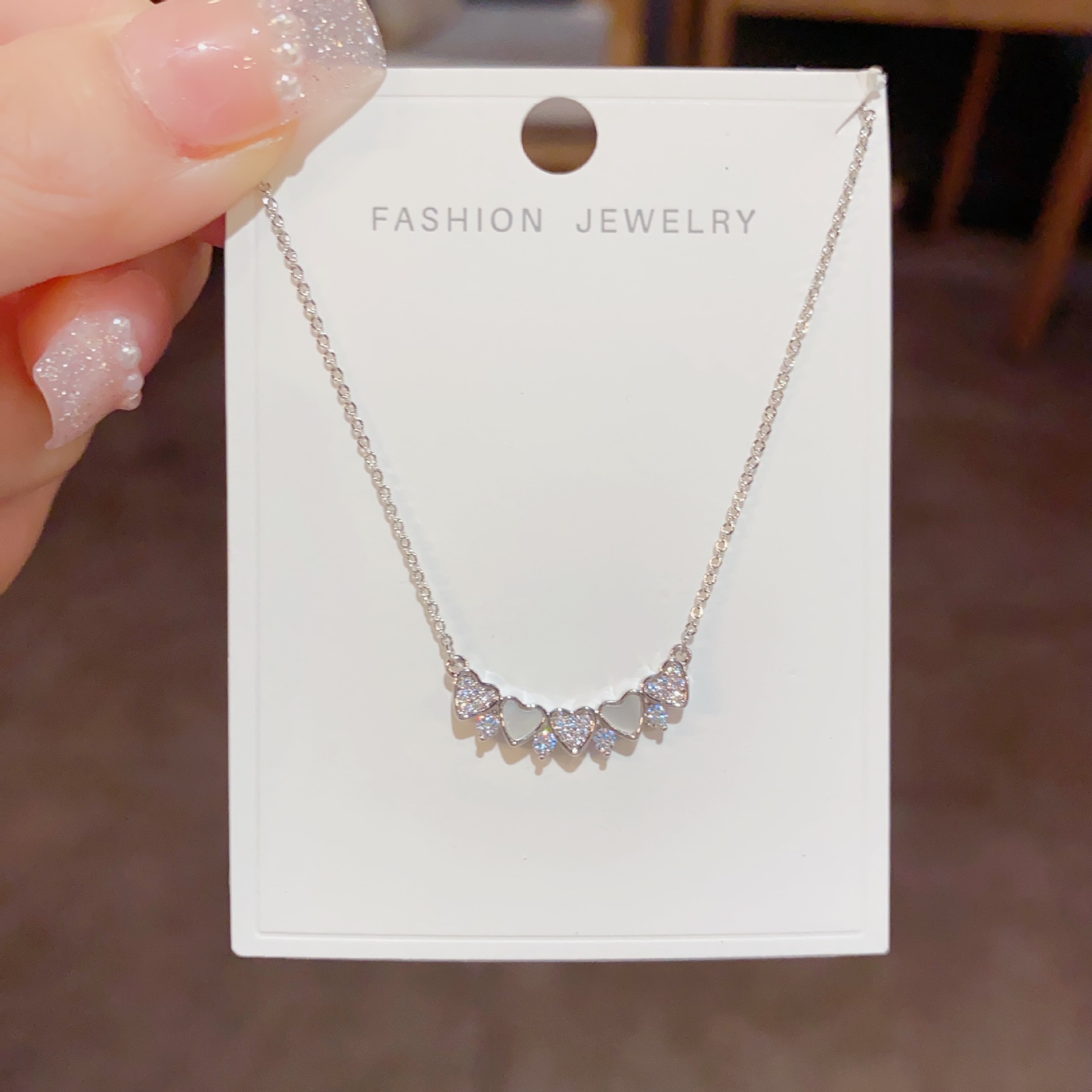 Dây chuyền TRÁI TIM vỏ sò mix đá zircon xi bạc 925 cao cấp thiết kế ĐẸP B2705