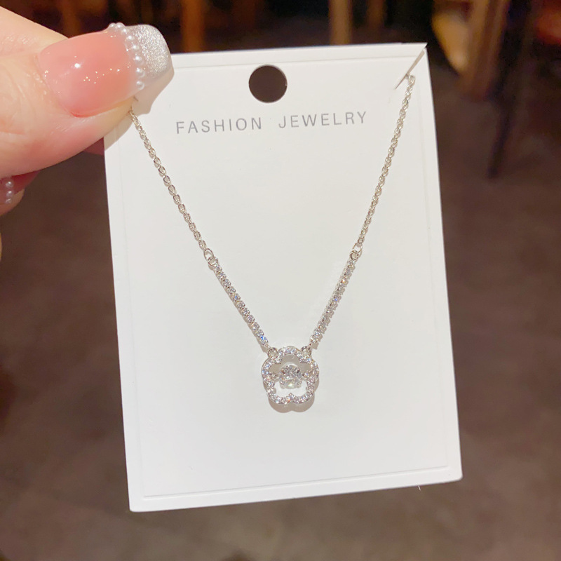 Dây chuyền mặt HOA ĐÁ zircon giọt đá nhí xinh đẹp độc đáo, mẫu xi bạc 925 cao cấp B2714