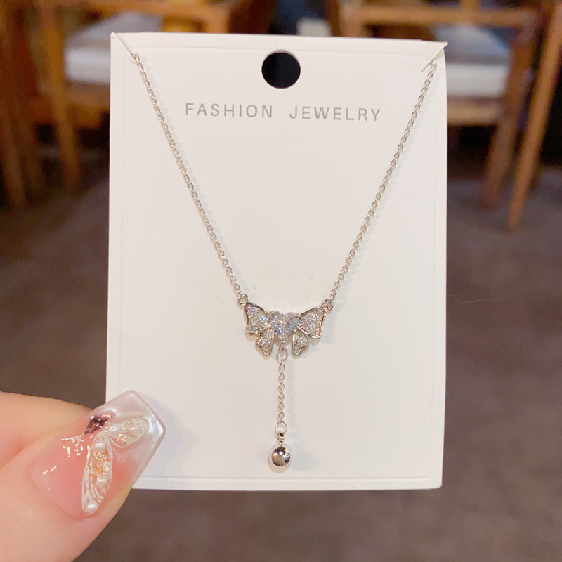 Dây chuyền NƠ CHỮ Y full đá zircon cao cấp xi bạc 925 B2736