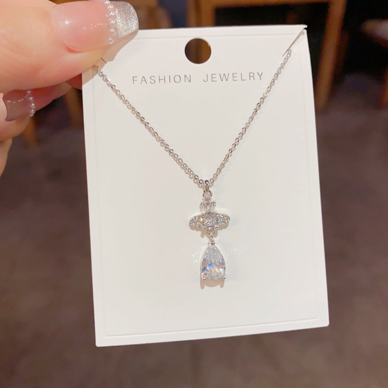 Dây chuyền GIỌT NƯỚC Đá zircon xi bạc 925 cao cấp B2738