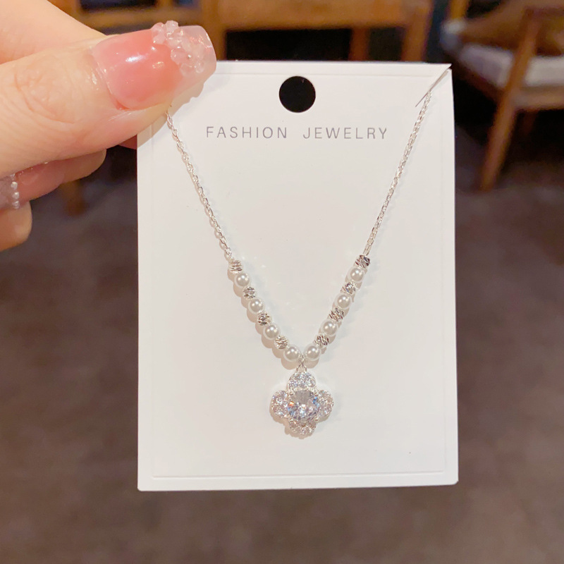 Dây chuyền mặt HOA 4 lá ĐÁ zircon cao cấp xi bac 925 B2739