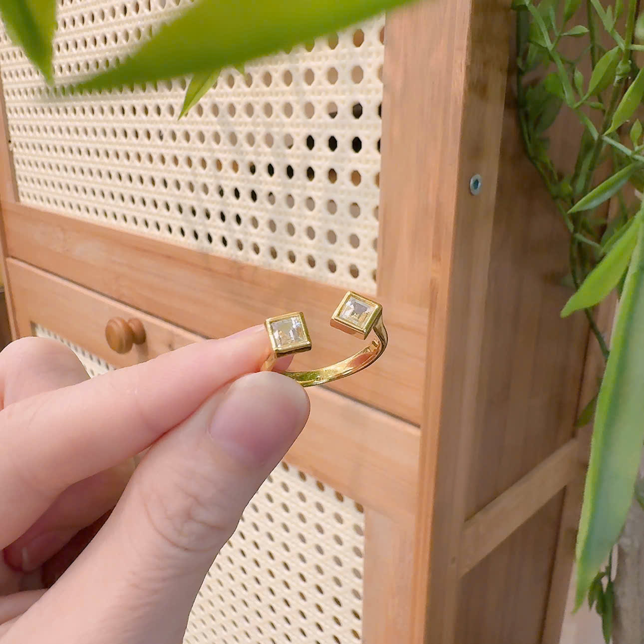 Nhẫn hở ĐÁ xi màu VÀNG cao cao cấp B2869