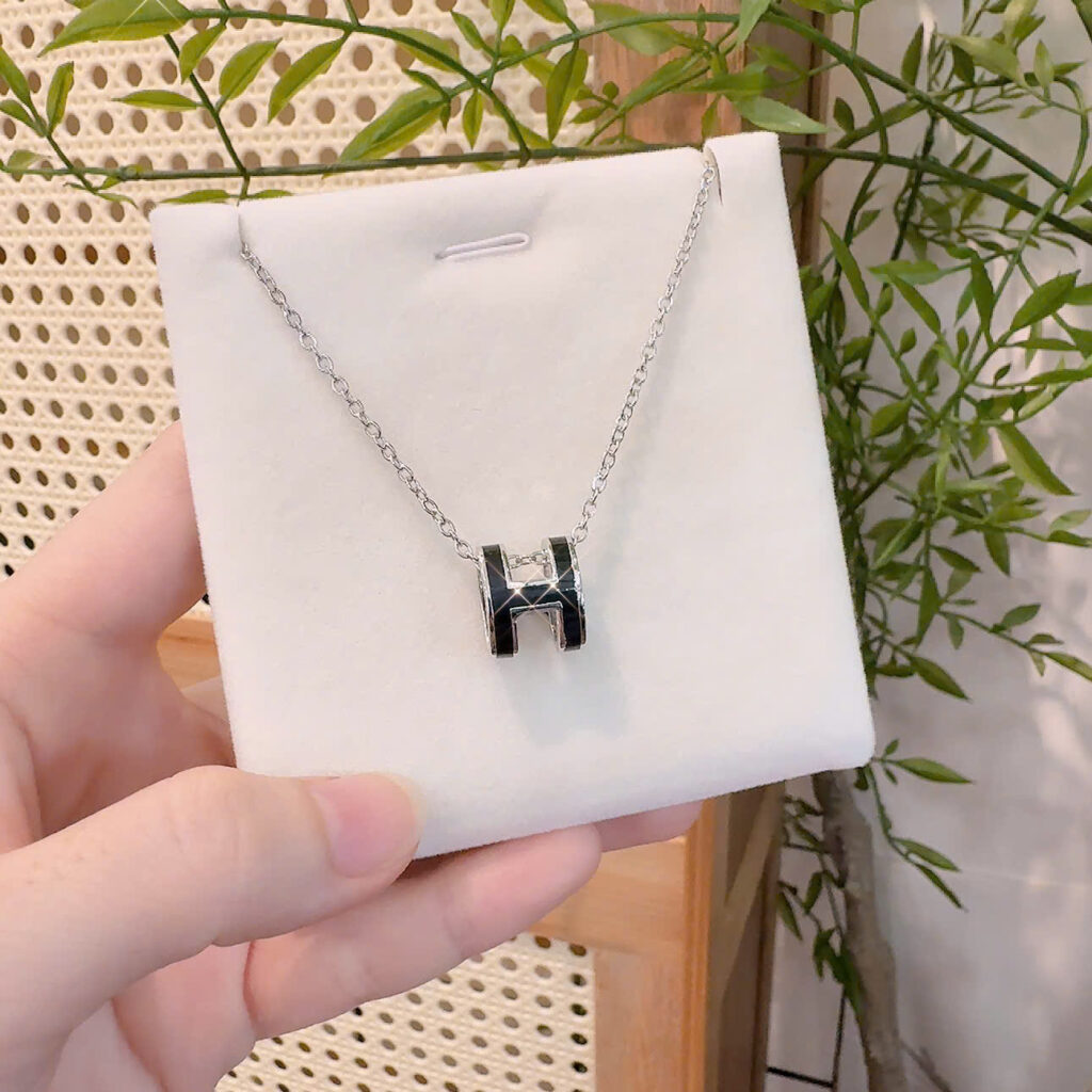 Dây chuyền Xi bạc 925 mặt chữ H ĐEN MÀU BẠC cao cấp mã vip B2879