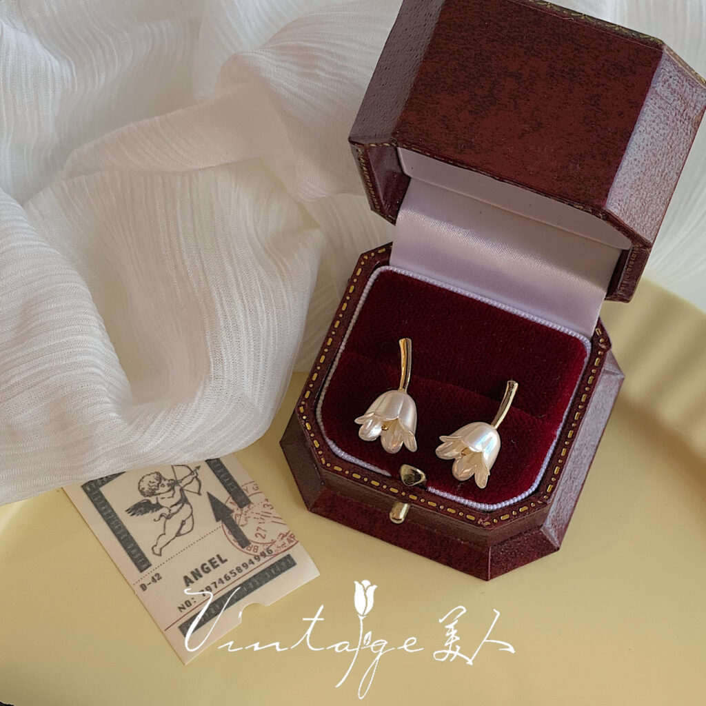 Bông tai HOA TULIP thiết kế Hàn Quốc cao cấp chất đẹp độc đáo B02480